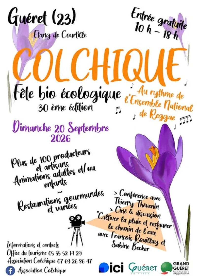 affiche de la fête bio écologique Colchique 2026 à Guerêt